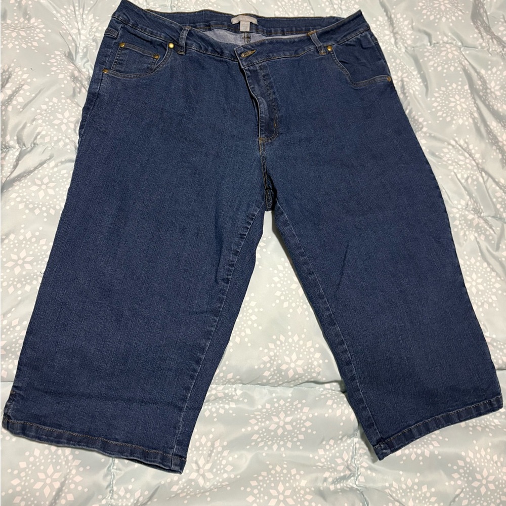 Woman Within Plus Size Petite Stretch  Denim Capri Jeans